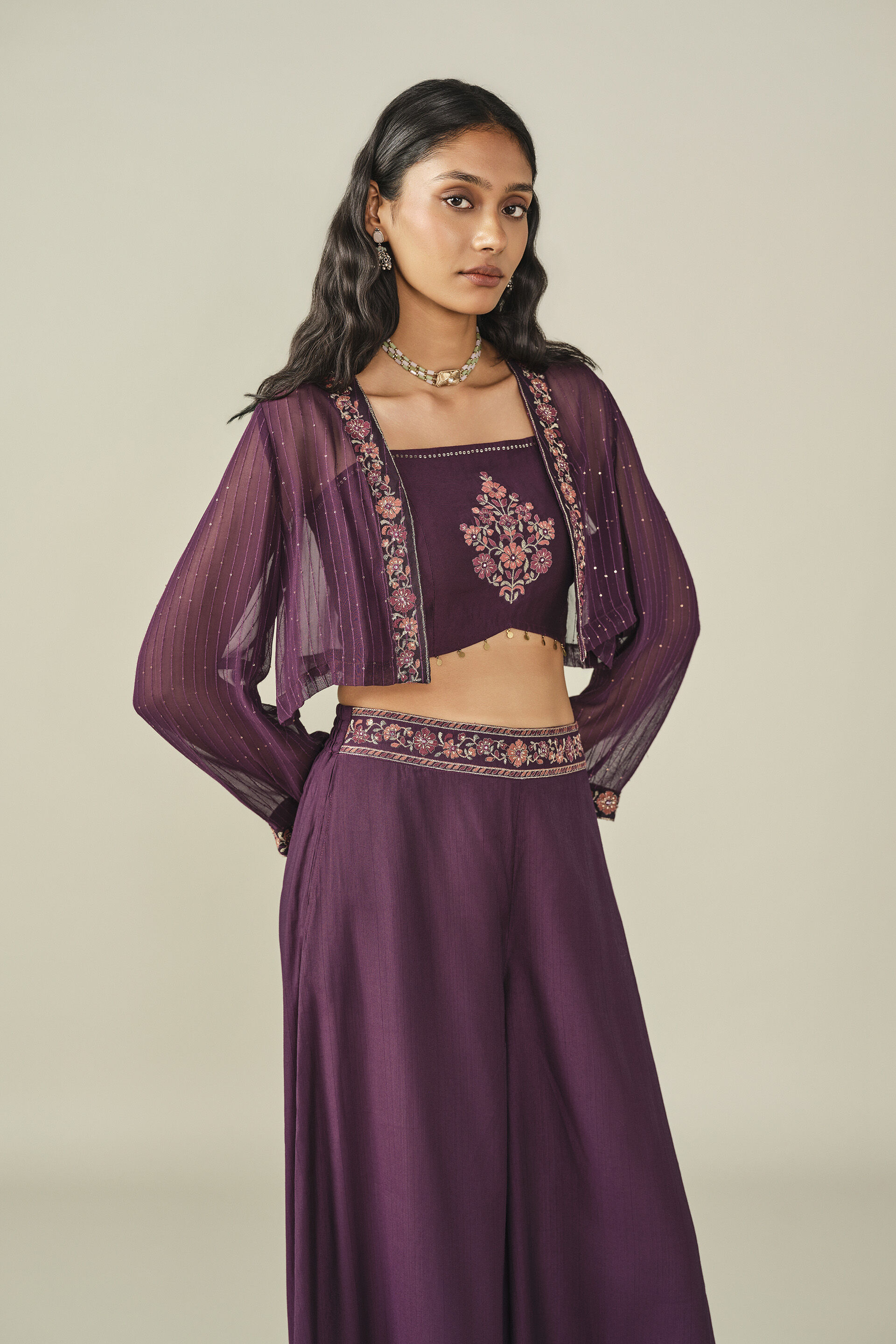 Embroidered Co-ord in Purple, Purple, image 4